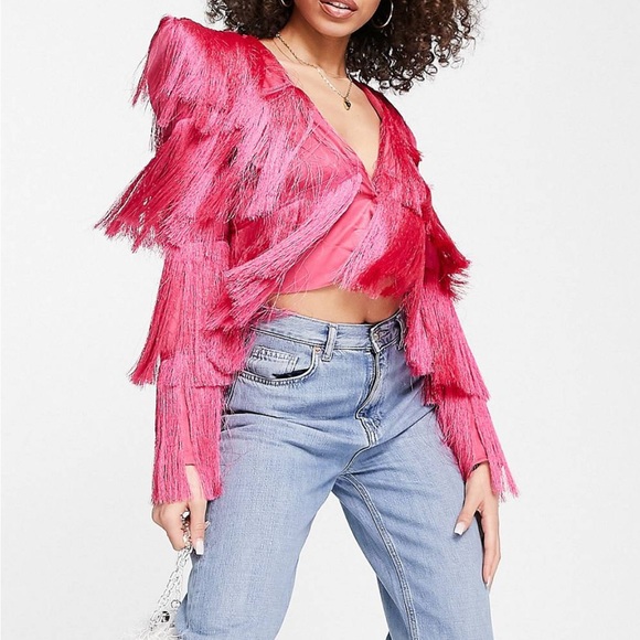ASOS Tops - ASOS Hot Pink Fringe Top